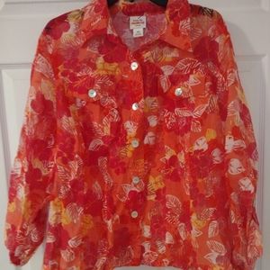 Ruby Red Favorites sheer jean jacket.